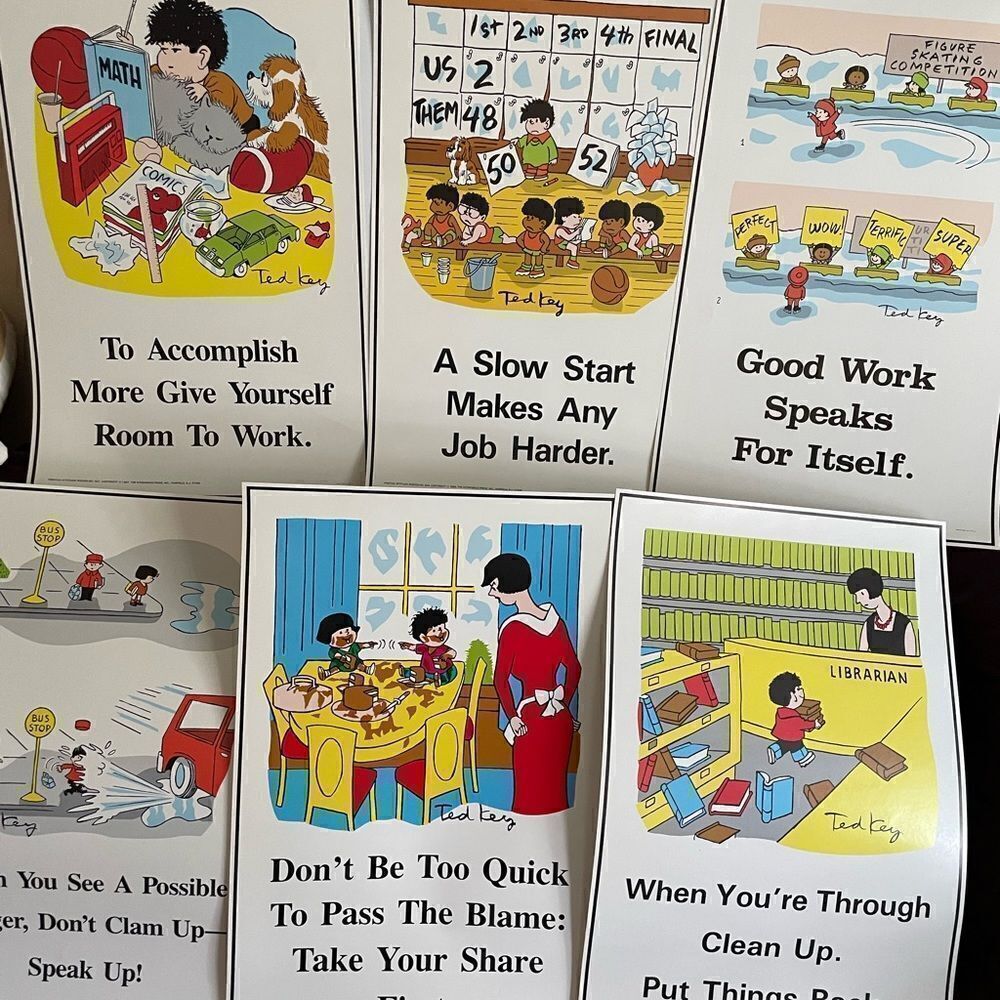 Positive Attitude 1980’s Posters Encourage Do The Right Things set of 6